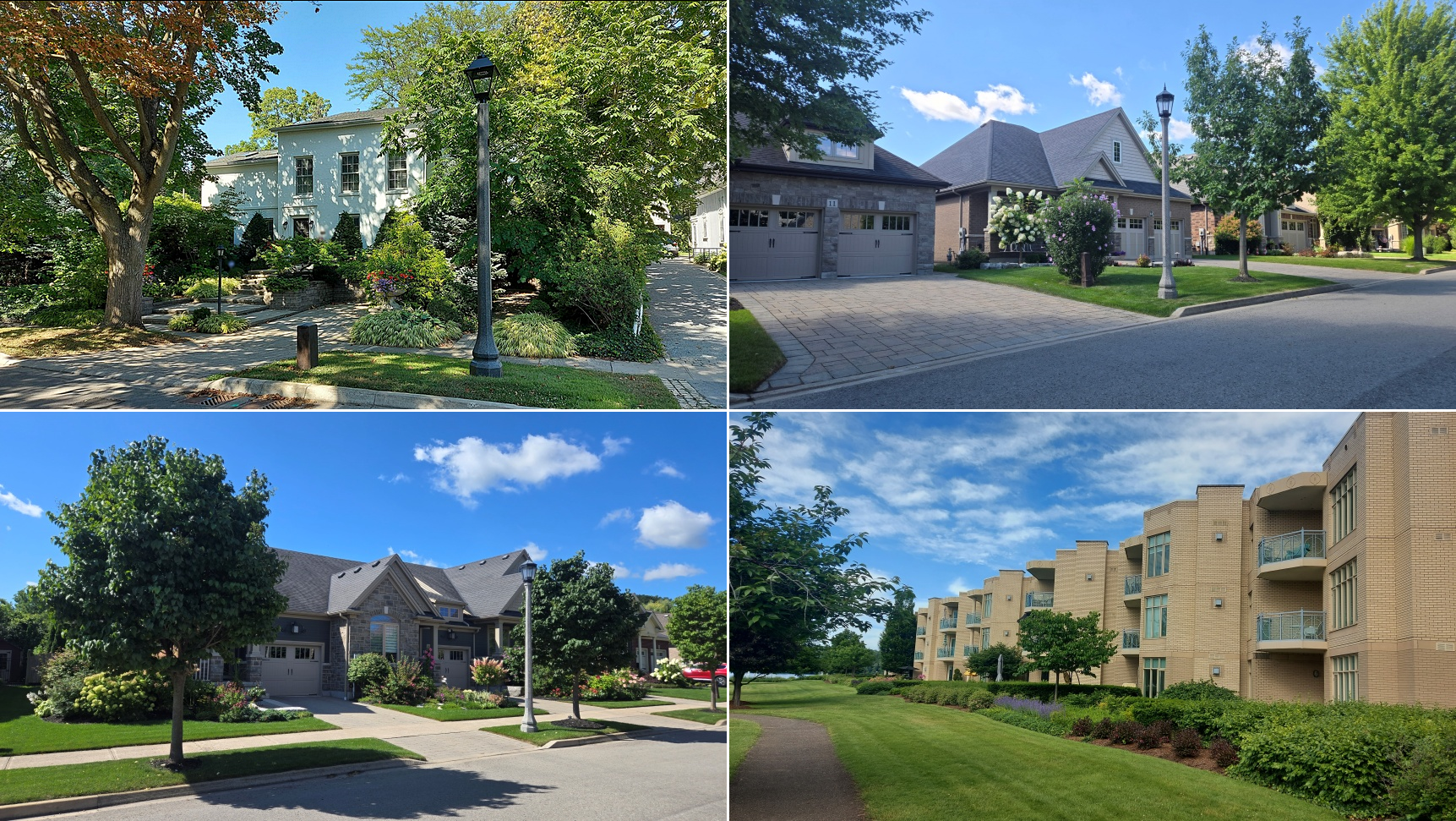 Collage of homes in Niagara-on-the-Lake, featuring heritage houses, family homes and newer residential properties across the community.